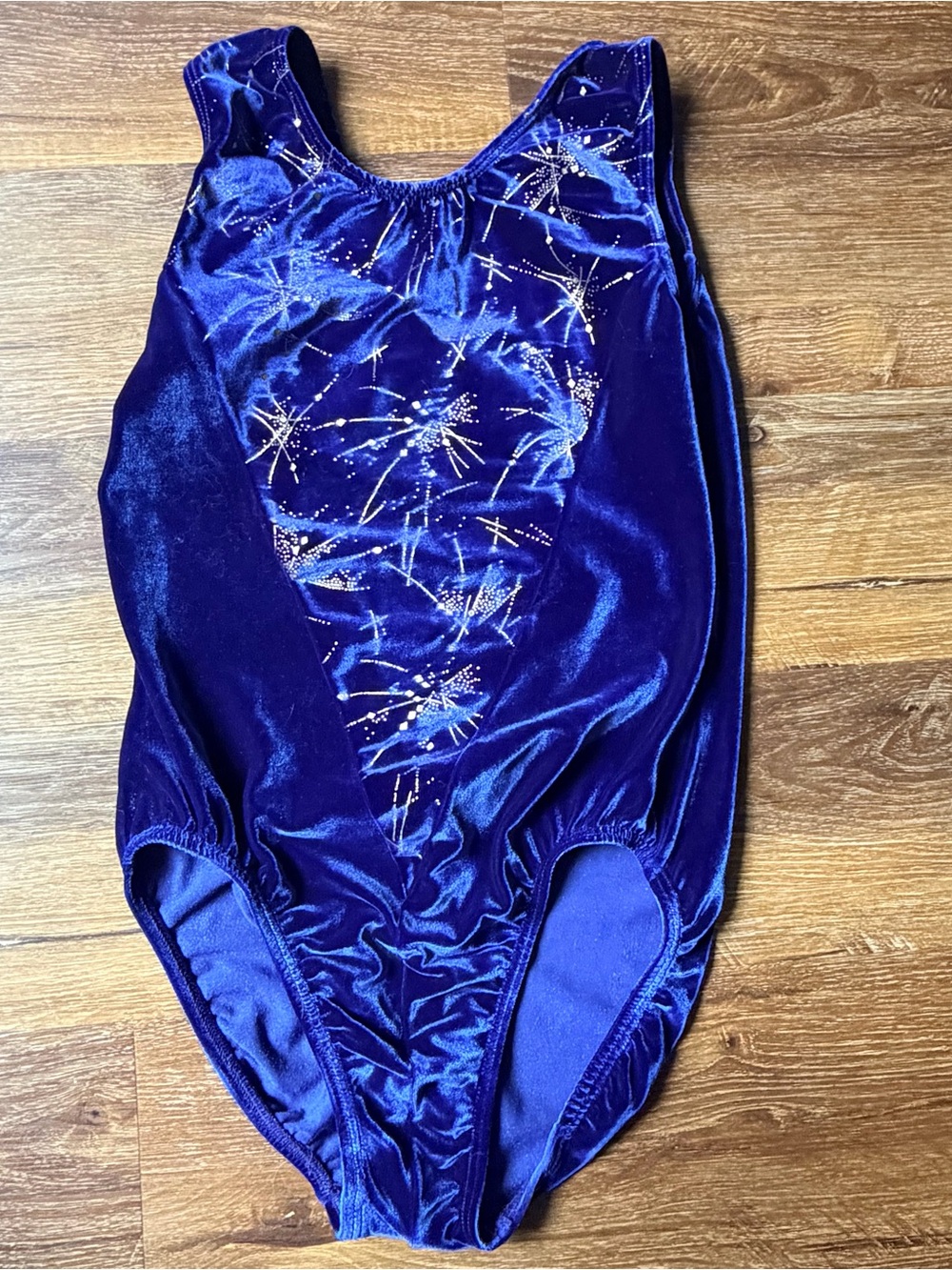 GK Elite Blue Velvet Gymnastics Leotard Youth Large